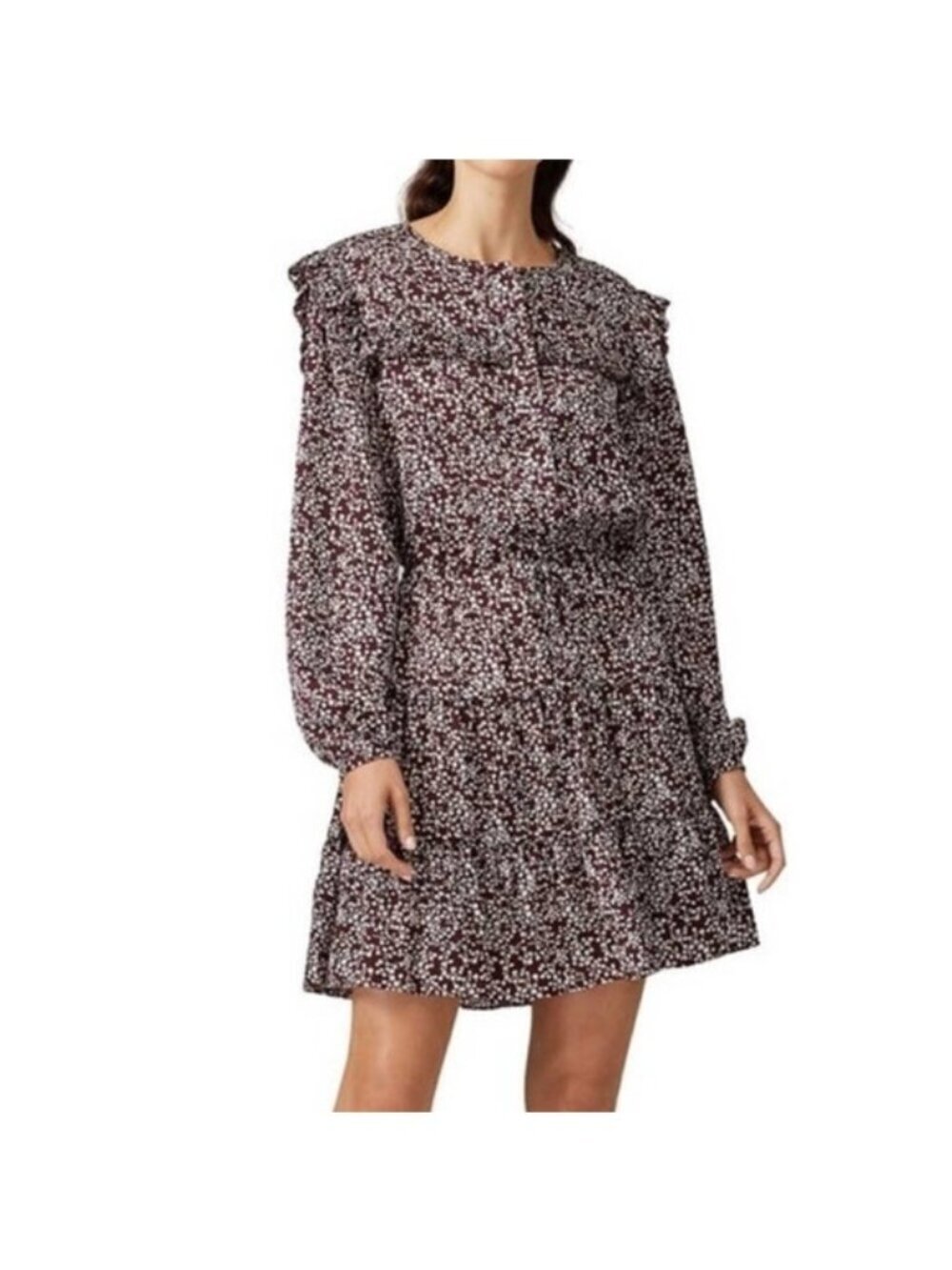 Rebecca Minkoff floral prints ruffles long sleeve mini dress 012